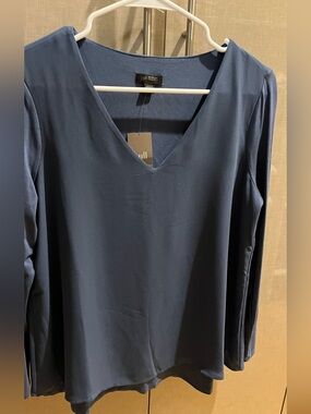 J. Jill Layered Blue V-Neck Long Sleeve Blouse